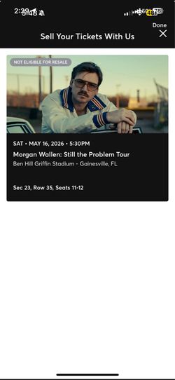Two Morgan Wallen Concert Tickets