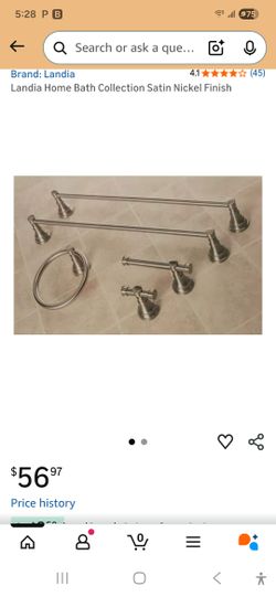 5pc Towel/Toilet Paper Holder- Satin Nickel Finish