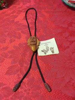 Wood Carved Western Bolo