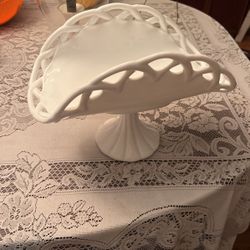 Vintage  Milk Glass Banana Fruit Bowl
