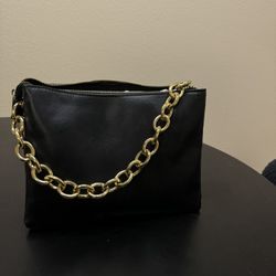 Black Bag With Gold Chains