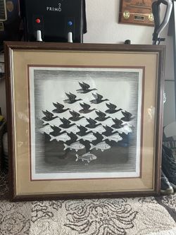 Mc Escher Poster Framed Vintage Art