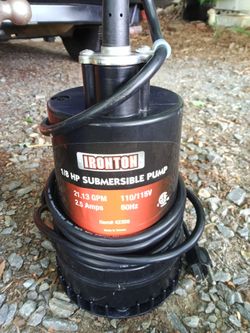 Ironton 1/8 HP submersible pump 2.5 Amps