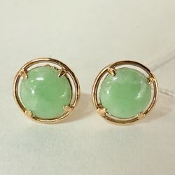 14K Gold & Jadeite Studs