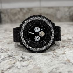 KC Mens watch Black White CZ Full Bazel and Band Black pvd 55mm big New Avenger