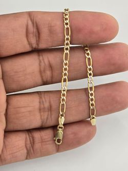 14k Real Gold Figaro Diamond Cut 3.3 mm 6.25 Inches bracelet