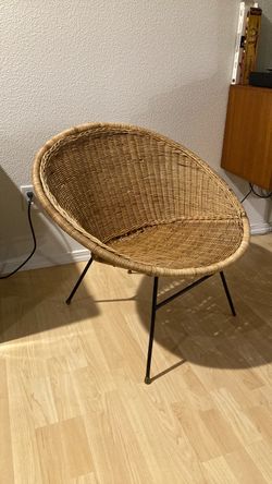 Vintage Wicker and Iron Hoop Chair