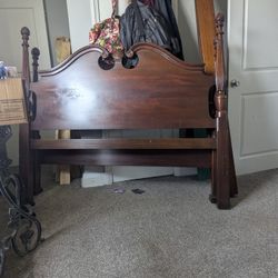 All Wood Queen Sized Bed With Slats