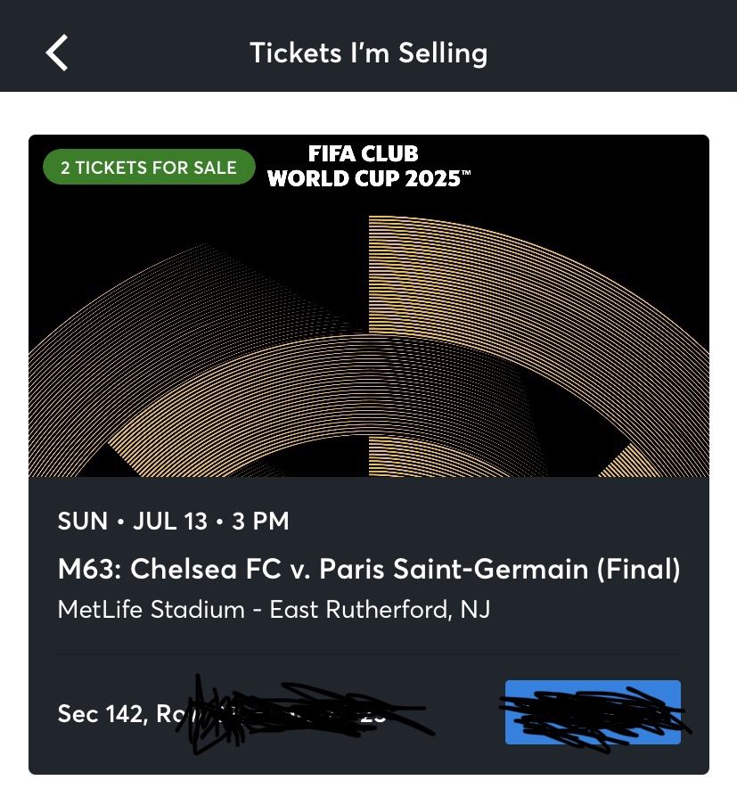 Selling Two Tickets For The FINAL FIFA CLUB WORLD CUP