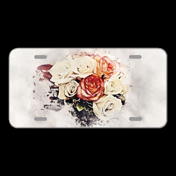 License Plate Novelty Car Front Flowers Art Colors Abstract Design