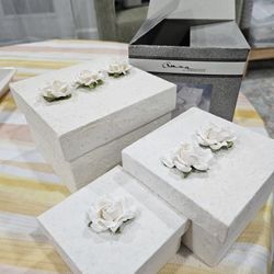 Set of 3 never used paper mache boxes from Thailand. 
