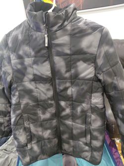 Gray Quilted Puffer Zip-Up Jacket