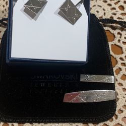 Vintage Sterling Silver Tie Clips & Cuff Links Set