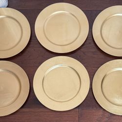 Six Gold Charger Plates $7 for All xox