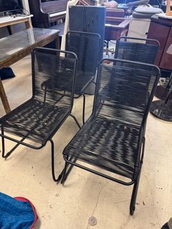 Set of 4 Black Wicker Patio Chairs