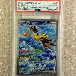 Pokémon Zapdos MEW English ex 202/165 Scarlet & Violet 151 Special Illustration Rare PSA 10