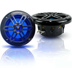 8inch 900W Marine Speakers with LED Lights -2 Way Weather Resistant Boat Speakers Perfect for Boats, ATVs, UTVs （Pair,Black）
