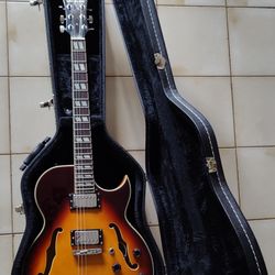 Glen Burton Chicago Hollow Body Jazz Guitar With Fender Case