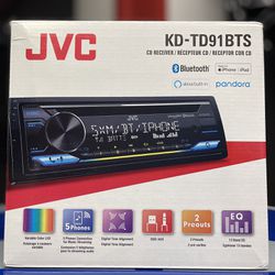 Brand New, JVC KD-TD91BTS CD Receiver featuring Bluetooth, USB, SiriusXM, Amazon Alexa, 13-Band EQ, JVC Remote App Compatibility
