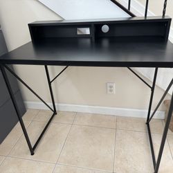 Wood Desk with Small Hutch 