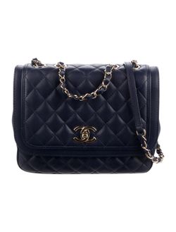 Chanel navy blue quilted flap Authentic