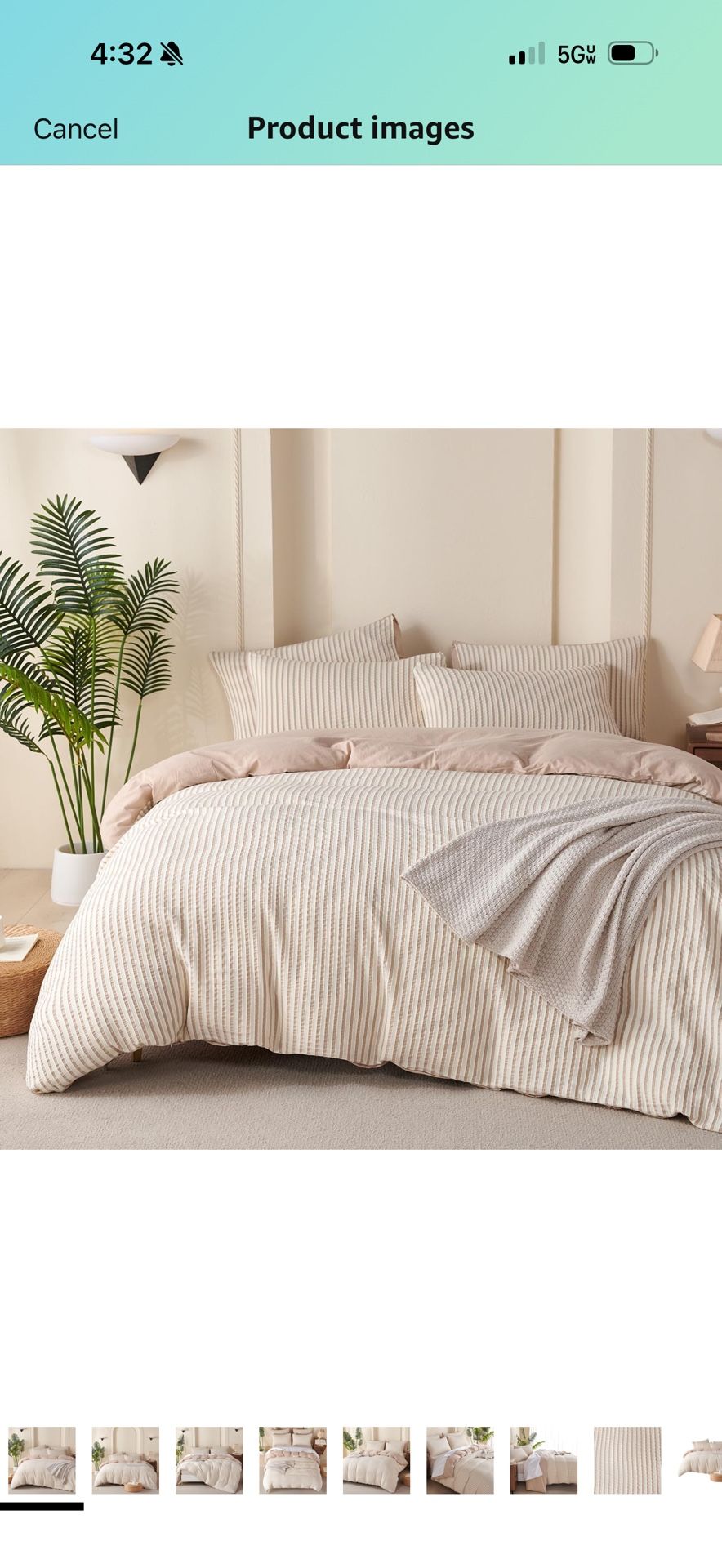 King Comforter Set Striped Beige 100% Soft Washed Microfiber Jacquard 3 Pieces King Striped Bedding Sets Beige White Comforter for All Seasons and 2 P