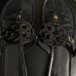 Tory Burch Beige and Dark Blue Sandals Size 8 . $180 Each 