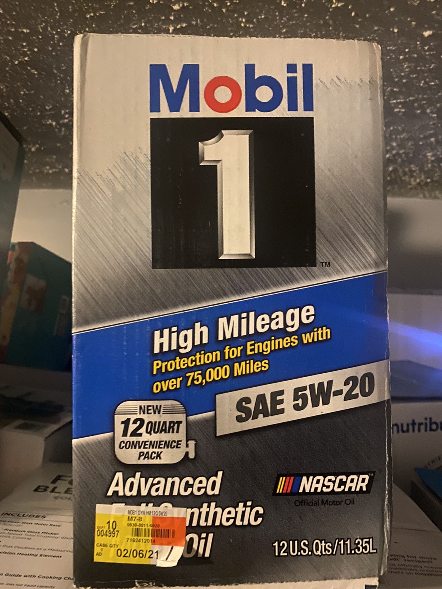 Brand New Mobil 1 5W-20 12 Qt Bag High Mileage Motor Oil