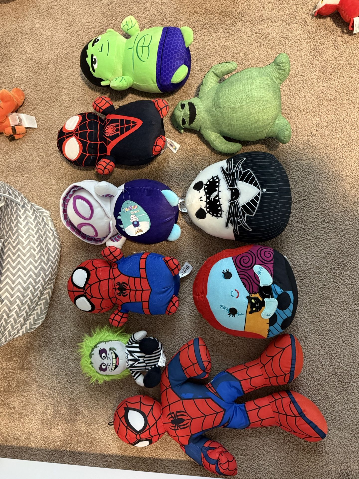 Spider-Man, Nightmare Before Christmas, Etc Stuffed Animals