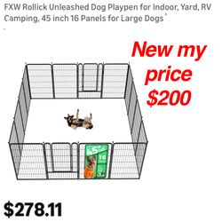 New FXW Rollick Unleashed Dog Playpen for Indoor, Yard, RV Camping, 45 inch 16 Panels for Large Dog has couple dings from box bing hit nothing big dos