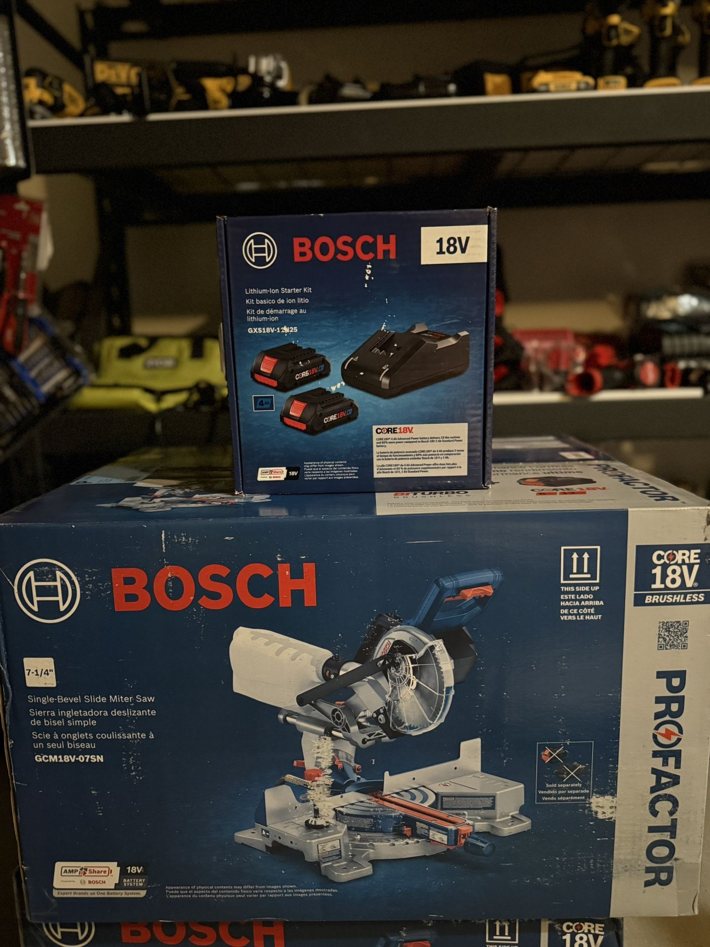 Bosch milter saw 7 1/4 Cordless  + combo 4 ah battery and charger brand new