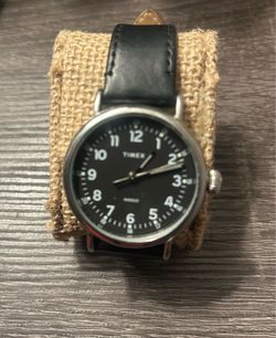 Timex Men's Watch TW2T20200-Black Dial-Genuine Leather -WR30