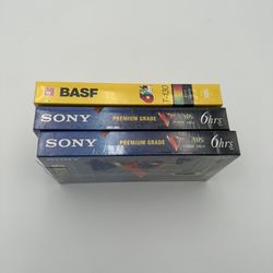 Sony T120 And BASF T130 Blank VHS Tapes 6hour Lot Of 3 Rare 