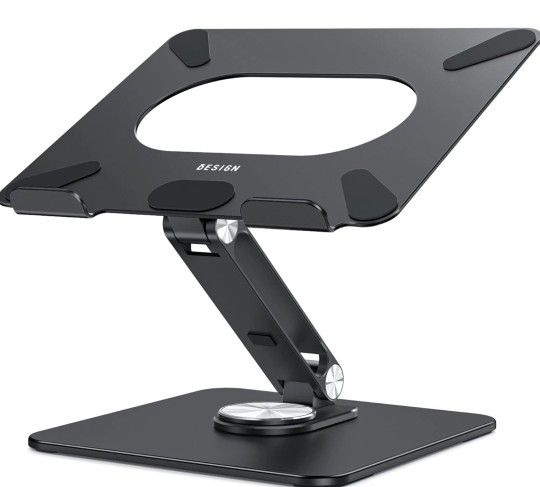 BESIGN LSX7 Laptop Stand with 360° Rotating Base, Ergonomic Adjustable Notebook Stand, Riser Holder Computer Stand Compatible with Air, Pro, Dell, HP,