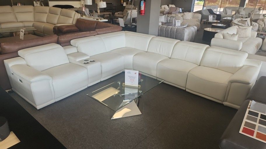 7 pcs Leather Sectional 3 power