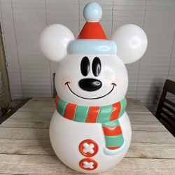 Disney Mickey Mouse Snowman Christmas 2 Ft Tall Blow Mold Blowmold New