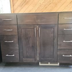 Bathroom Vanity, Very Good Condition - Left Side Is Finished, Built To Be Flush Against Right-hand Wall