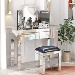 Brand New Vanity Table, Stool And Mirror Set 