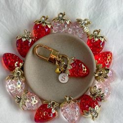 Coquette Strawberry Keychain / Strawberry Bag Charm 
