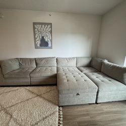 Beige L Shaped Sectional Couch