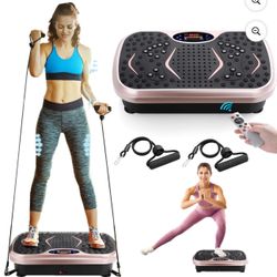 O250 $50   Vibration Plate Exercise Machine Lymphatic Drainage Platform Whole Body Shaker w/ 2 Resistance Bands, Home Workout Training Equipment for W