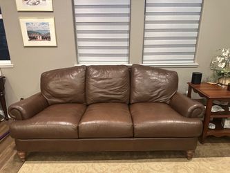 Ethan Allen Brown Leather Sofa