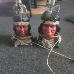 Indian Ceramic Heads Lamps