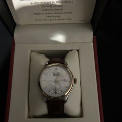 Wenger Men's Watch - Swiss Quartz Silver Dial Brown Leather Strap SS Case |