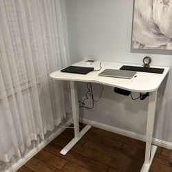 White Electric Adjustable Desk