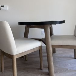 32” Round Bistro Table and Farmhouse Dining Chairs 