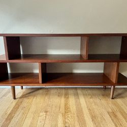 Midcentury Modern Walnut Brown Wood Bookshelf