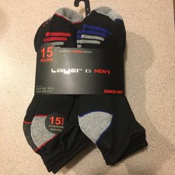 NWT Layer 8 Men’s Quarter Cushion Socks 15 Pairs