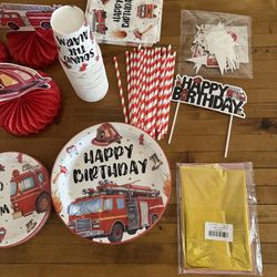Fire truck Birthday Party Decorations 2nd Birthday Balloons Helium Free