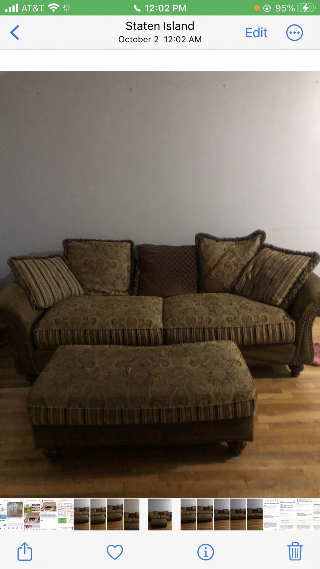 Brown Couch And Ottoman